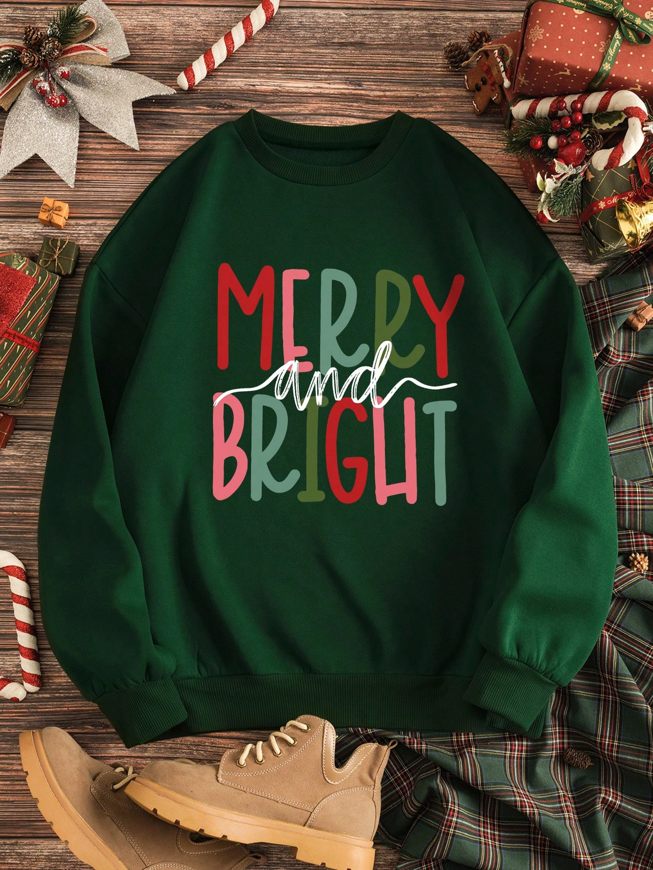SHEIN EZwear Plus Christmas Print Thermal Lined Sweatshirt | SHEIN