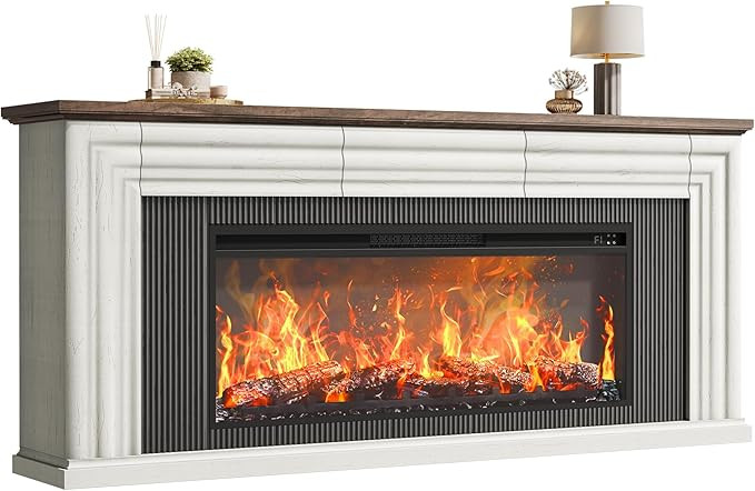 70'' Fireplace TV Stand with 42'' Electric Fireplace, Farmhouse TV Stand for 65 75 Inch TV, Enter... | Amazon (US)