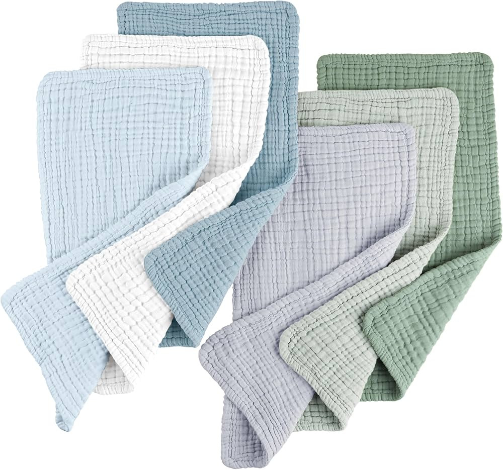Konssy Muslin Baby Burp Cloths Sets for Unisex- 6 Pack Large 100% Cotton Burping Clothes for Newb... | Amazon (US)