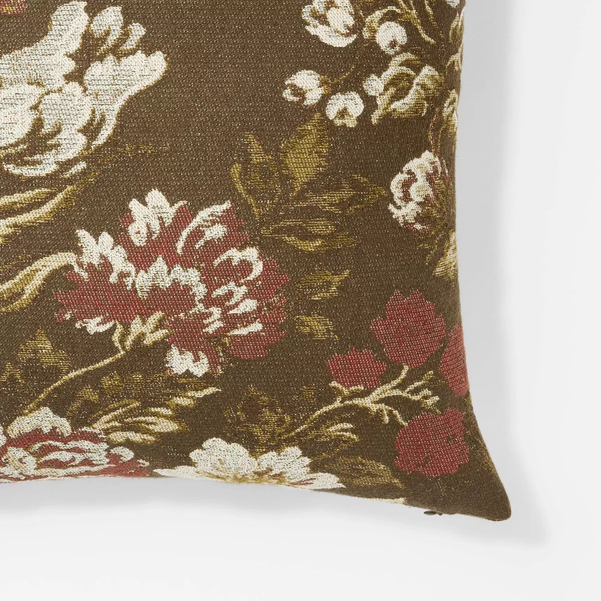 Floral Jacquard Square Throw Pillow Brown/Red/Cream - Threshold™ designed with Studio McGee | Target