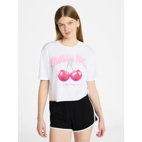 No Boundaries Boxy Cropped Graphic Tee, Women's XXS-XXL | Walmart (US)