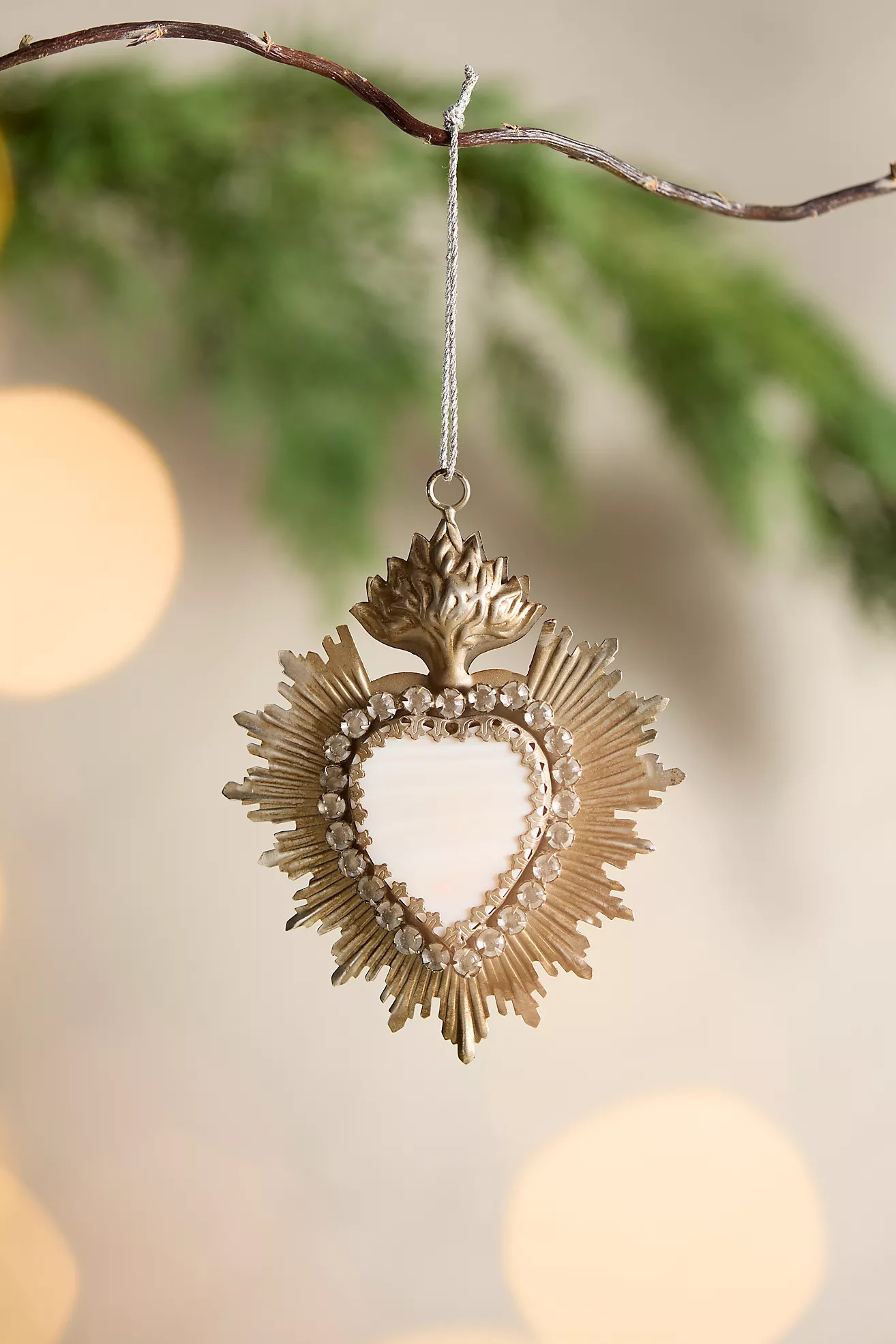 Silver Stone Heart Medallion Ornament | Anthropologie (US)