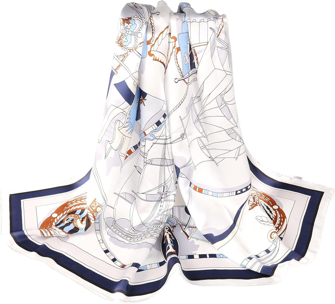 100% Pure Mulberry Silk Scarf, 43"*43" Large Square, Lightweight Headscarf Shawls | Amazon (US)