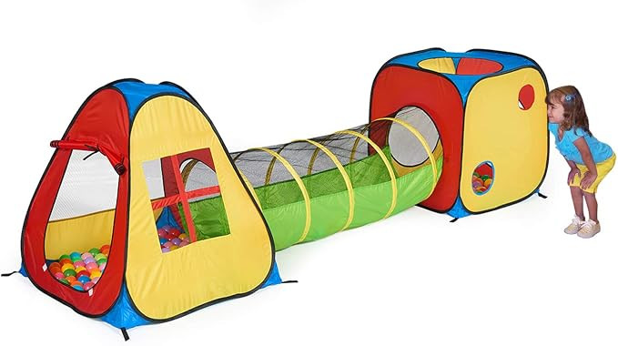 UTEX 3 in 1 Pop Up Play Tent with Tunnel, Ball Pit for Kids, Boys, Girls, Babies and Toddlers, In... | Amazon (US)