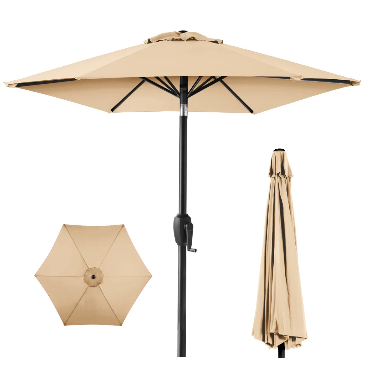 Keven 7.5ft Heavy-Duty Outdoor Market Patio Umbrella w/ Push Button Tilt, Easy Crank | Wayfair North America