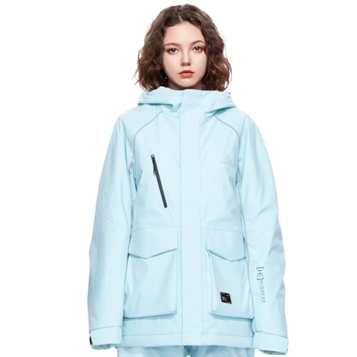 HIGH EXPERIENCE Ski Jacket Snowboard Coat Snow Winter Waterproof Insulated Windproof Baggy Warm Hooded Jacket for Men Women (US, Alpha, X-Small, Regular, Regular, Light Blue) | Amazon (US)