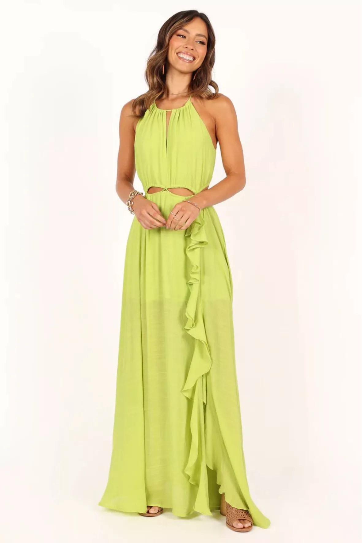 lime green summer dress Eyelet Floral Belted Midi back look or dress it up with heels for an evening outhowever you style it Bold, bright, and impossible to