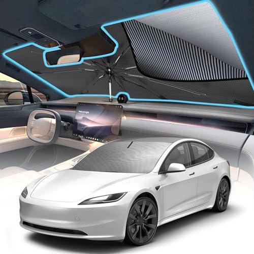[2025 Upgrade] Windshield Sun Shade Umbrella, Foldable Car Sun Shade with Vinyl Coating Heat Shield UV Ray Reflector Keeps Cool and Protect Interior, for Auto Trucks Sedan SUV (57" x 31") | Amazon (US)