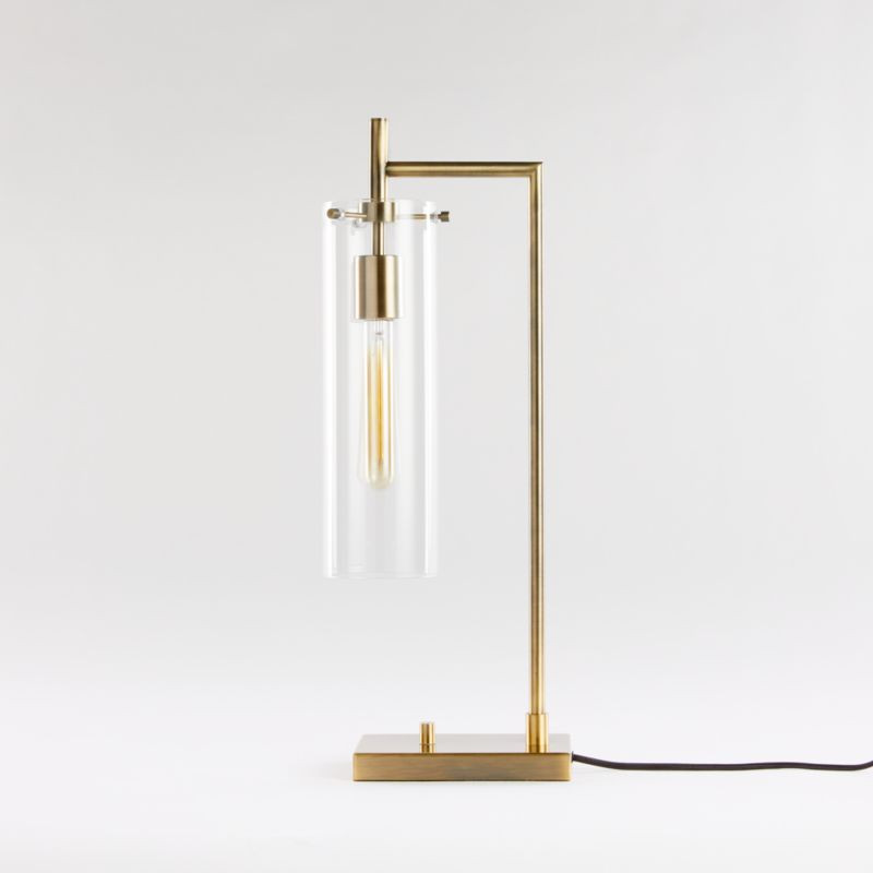 Marian Glass Shade Brass Table Desk Lamp + Reviews | Crate & Barrel | Crate & Barrel