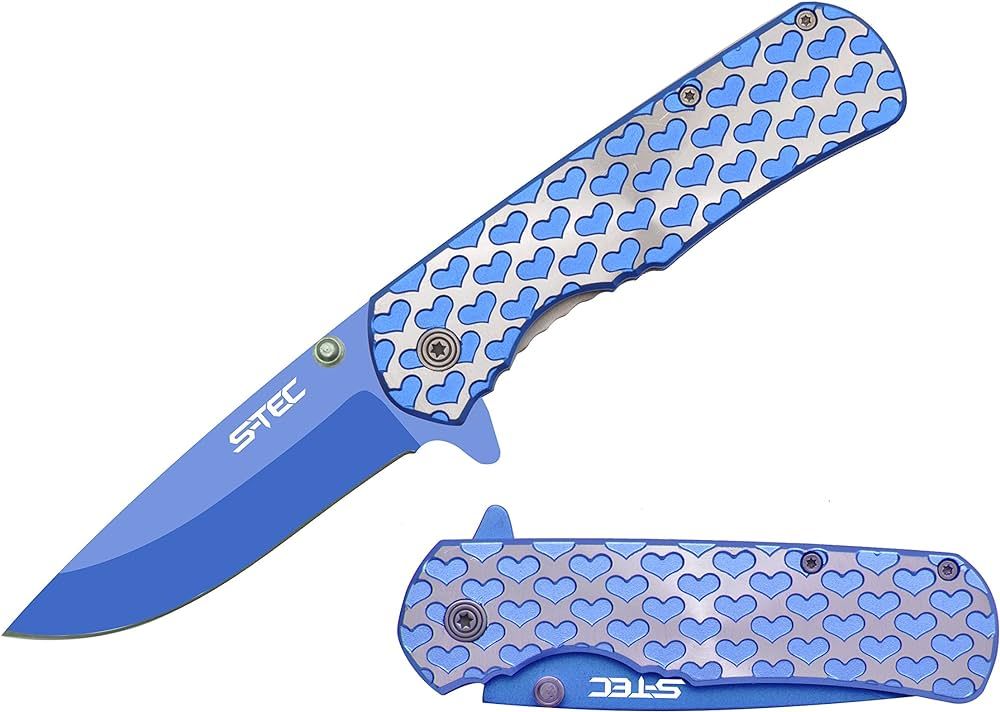 S-TEC 8" Valentine's Hearts Folding Pocket Knife … (Blue) | Amazon (US)