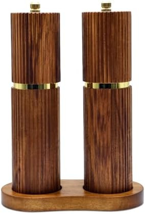 8 Inch Wooden Salt and Pepper Grinder Set, Adjustable Coarseness | Amazon (US)