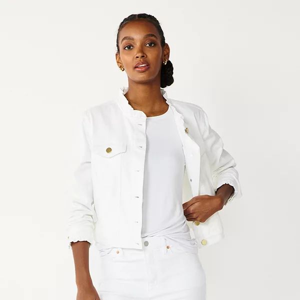 Women's DRAPER JAMES RSVP™ Ruffle Trim Denim Jacket | Kohl's