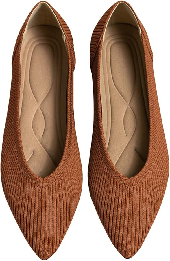 Women's Flats Shoes Pointed Toe Knit Ballet Comfortable Dressy Slip On Flat | Amazon (US)