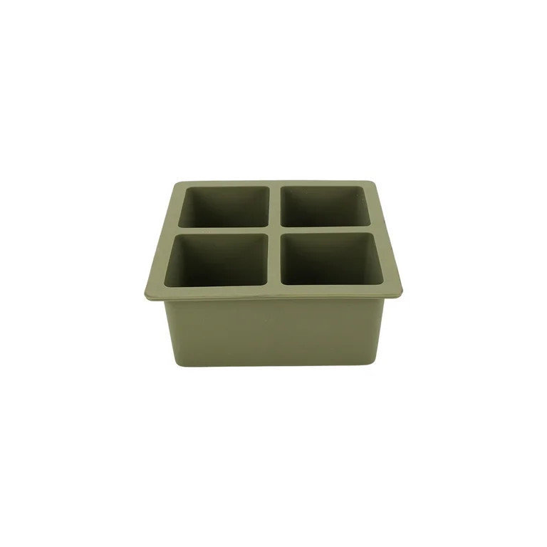 Better Homes & Gardens Silicone 4 Cube Ice Mold Tray, Green | Walmart (US)