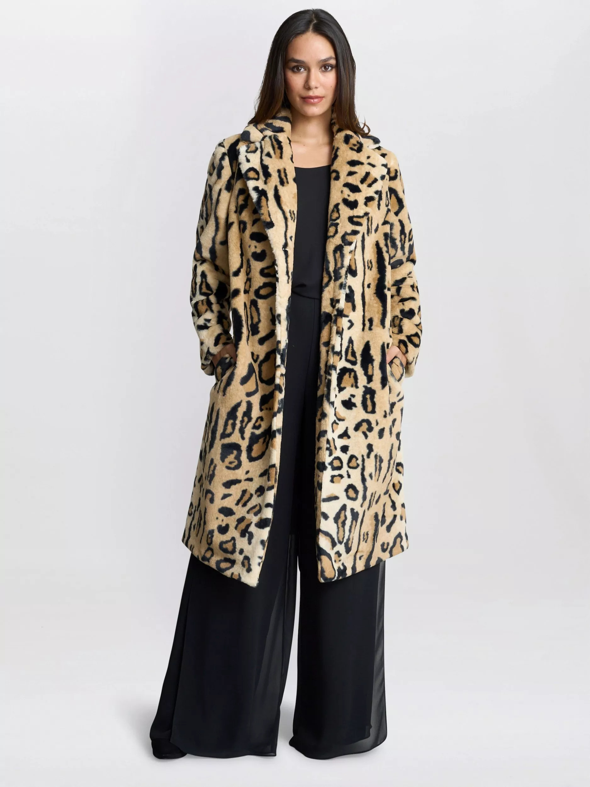 Gina Bacconi Madison Faux Fur Leopard Coat, Multi | John Lewis (UK)