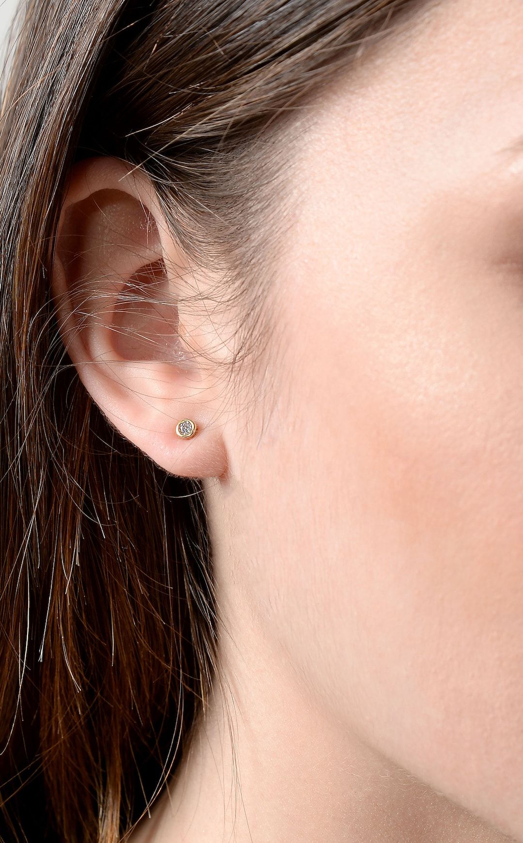 Diamond Earrings / 14k Gold Diamond Stud Earrings / Bezel Setting Diamond Studs / Genuine Diamond... | Etsy (EU)
