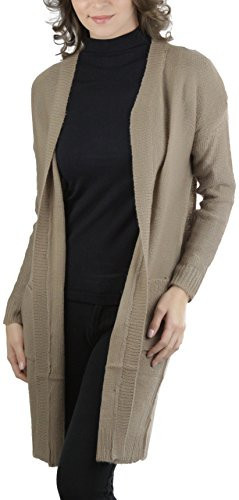 ToBeInStyle Women's Long Sleeve Long Cardigan - Taupe - Small | Amazon (US)
