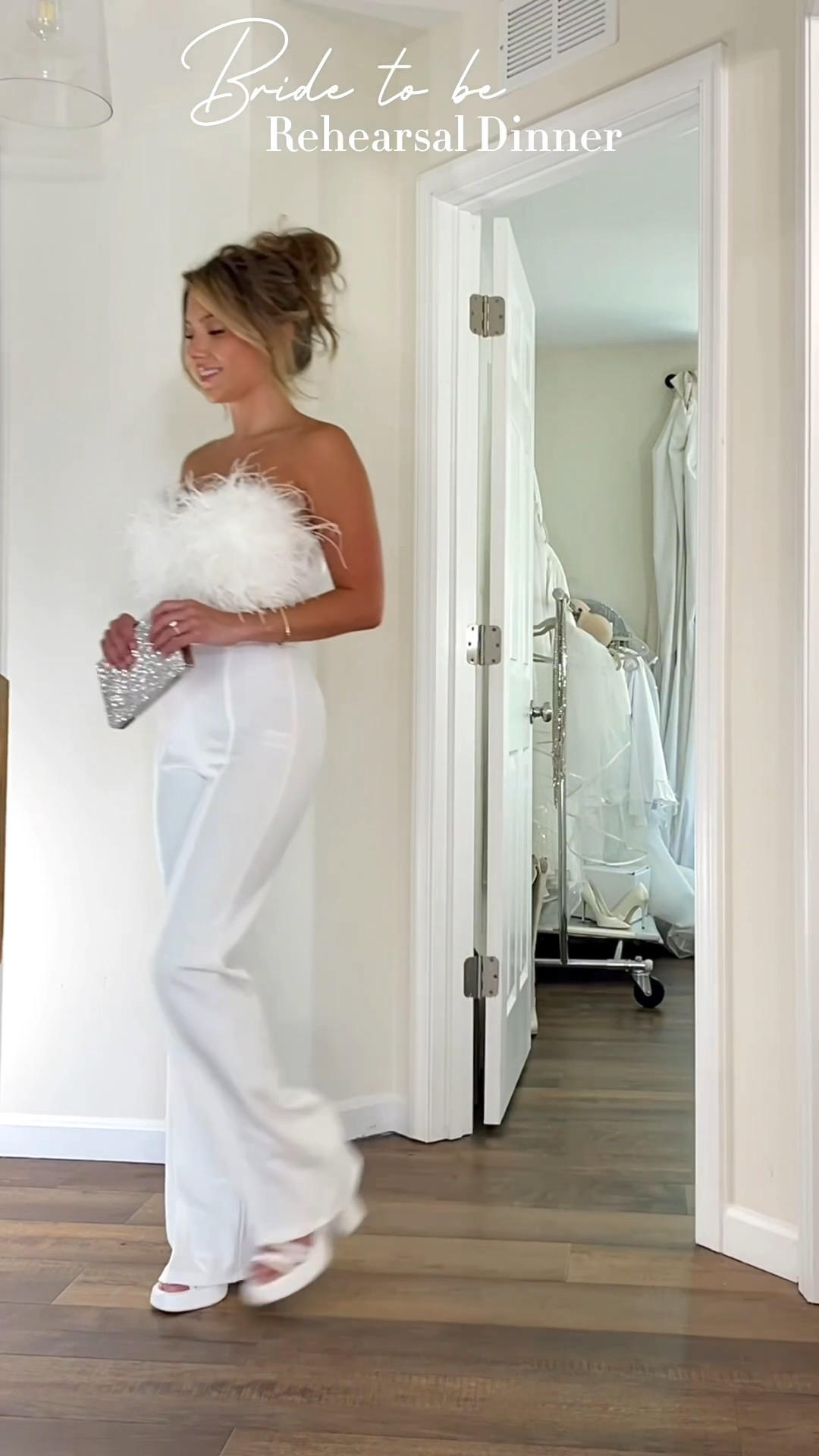 Bridal outfit ideas, bridal shower, bride, bridal, wedding, white outfits, feather top, feather jumpsuit, sequin, sequin dress, brides, taylor bee, #LTKunder50 #LTKsalealert white dress 

#LTKSeasonal