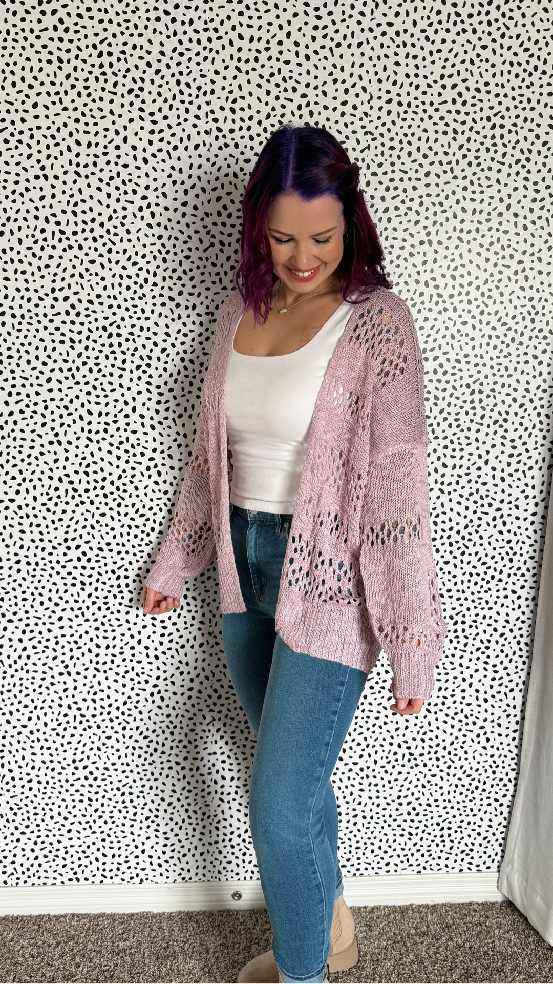Loving this knit cardigan 😍 so soft, and perfect for these Colorado fall days! I’m wearing a large in the cardigan, a size 10 in the jeans and a large in the tank top! 💜

#LTKMidsize #LTKSaleAlert #LTKSeasonal