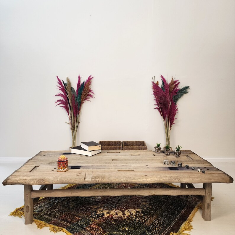 Coffee Table for Living Room - Wooden Rustic Mid Century brown top live edge unique solid rectang... | Etsy (US)