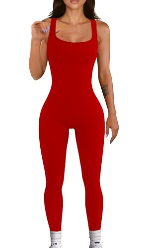 YIOIOIO Women Workout Seamless Jumpsuit Yoga Ribbed Bodycon One Piece Tank Top Leggings Romper | Amazon (US)