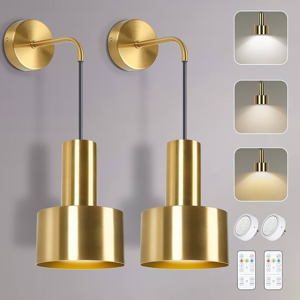 Gold Wall Sconce Wireless Wall Lights LED Light Fixtures Modern Luxury 3000K-6000K Adjustable | Amazon (US)