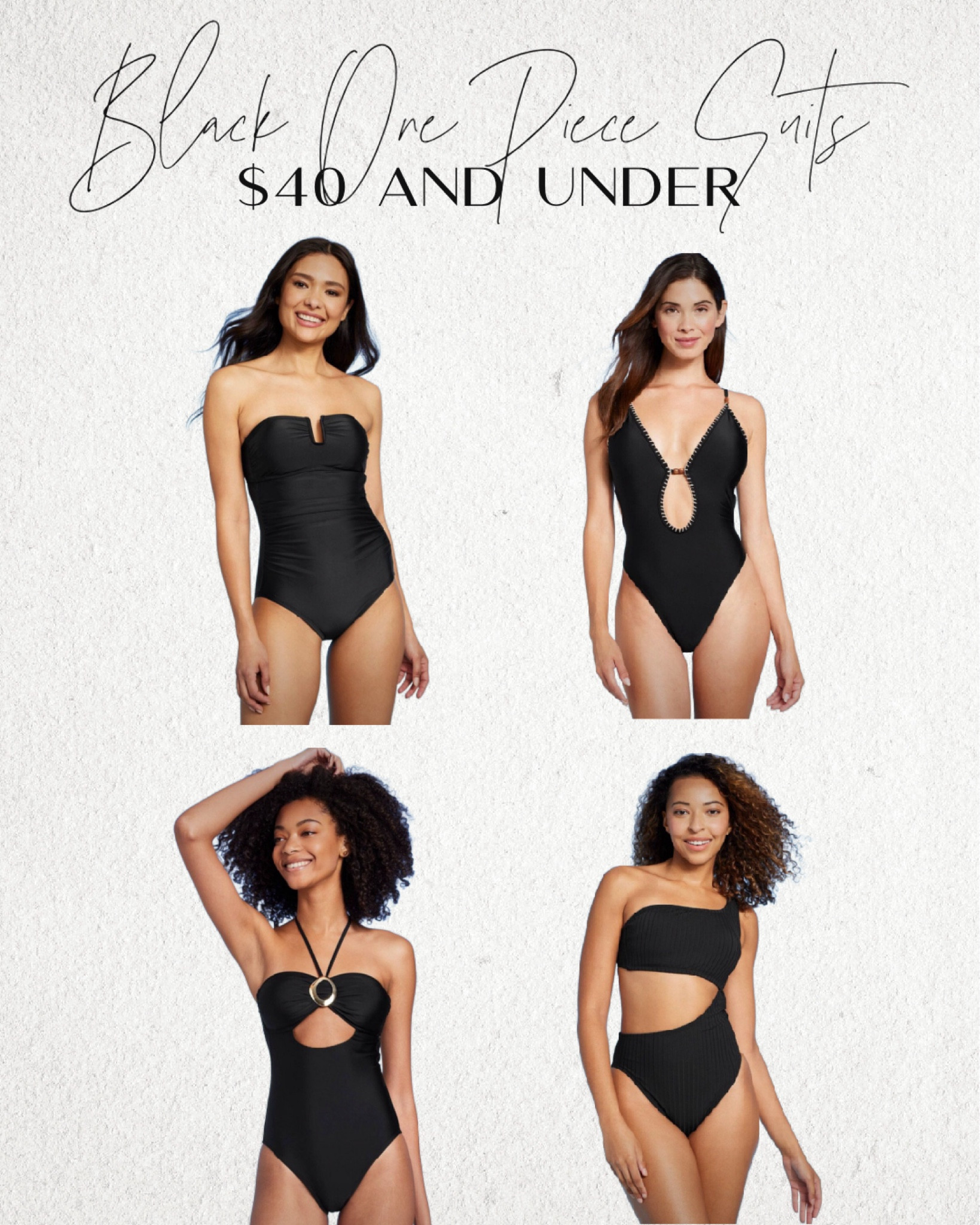Sale alert!  For one piece black swimsuits under $50 you need for your next resort vacation or simply for summer.

#Swim #Swimsuits #OnePieceSwimsuit #BlackSwimsuit #TargetStyle #TargetFINDS #swimUnder50 

#LTKswim #LTKSeasonal #LTKsalealert