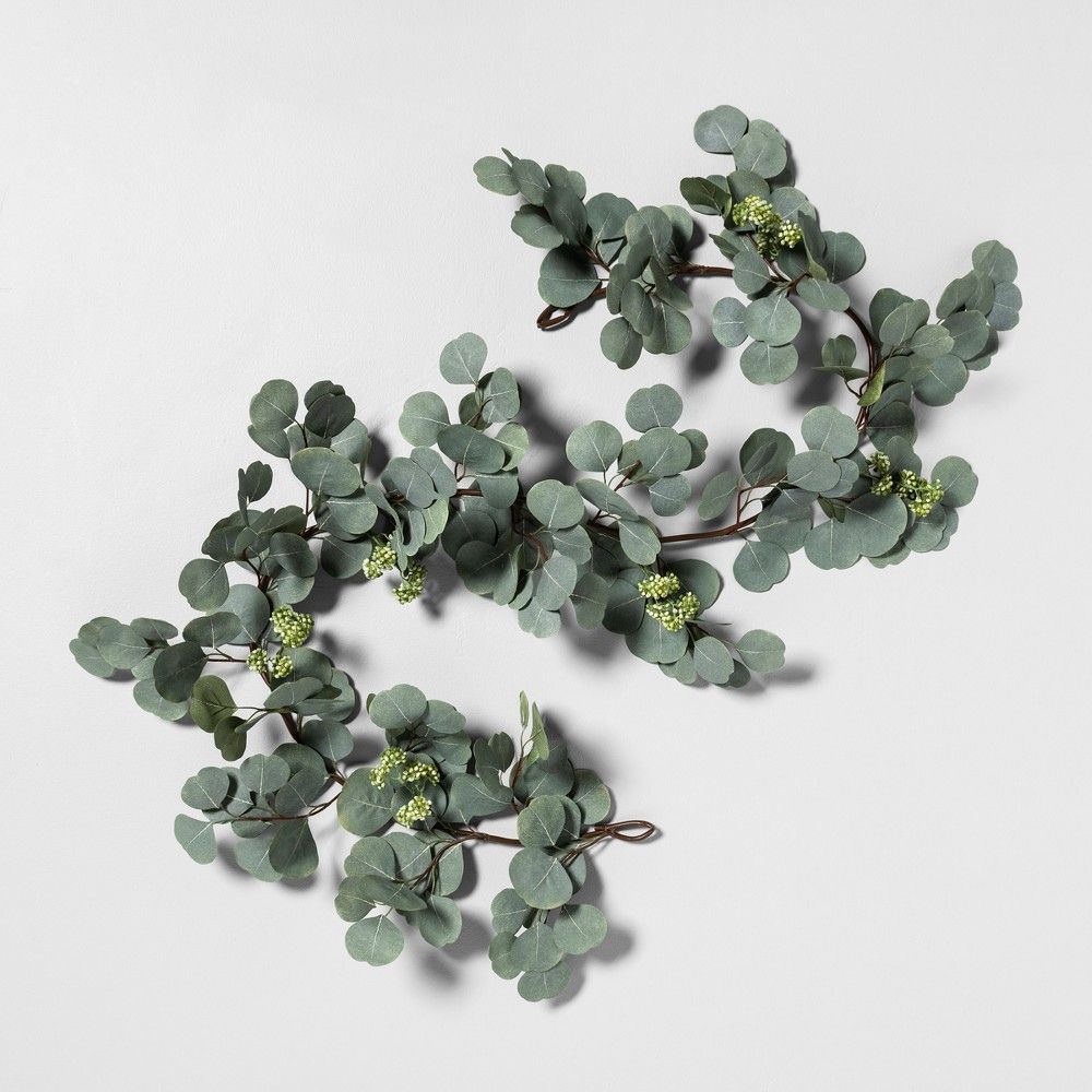 72"" Faux Garland Eucalyptus with Seeds - Hearth & Hand with Magnolia, Green | Target