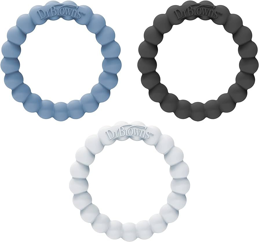 Dr. Brown's Flexees Beaded Teether Rings, 100% Silicone, Soft & Easy to Hold, Encourages Self-Soo... | Amazon (US)