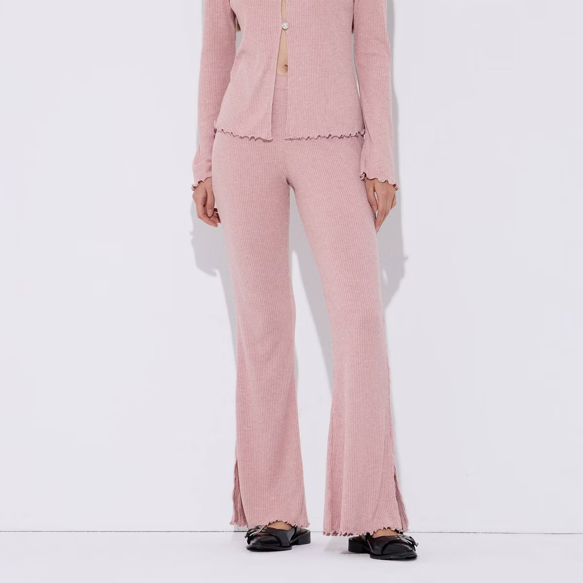 Women's High-Rise Metallic Rib-Knit Flare Pull-On Pants - Wild Fable™ | Target