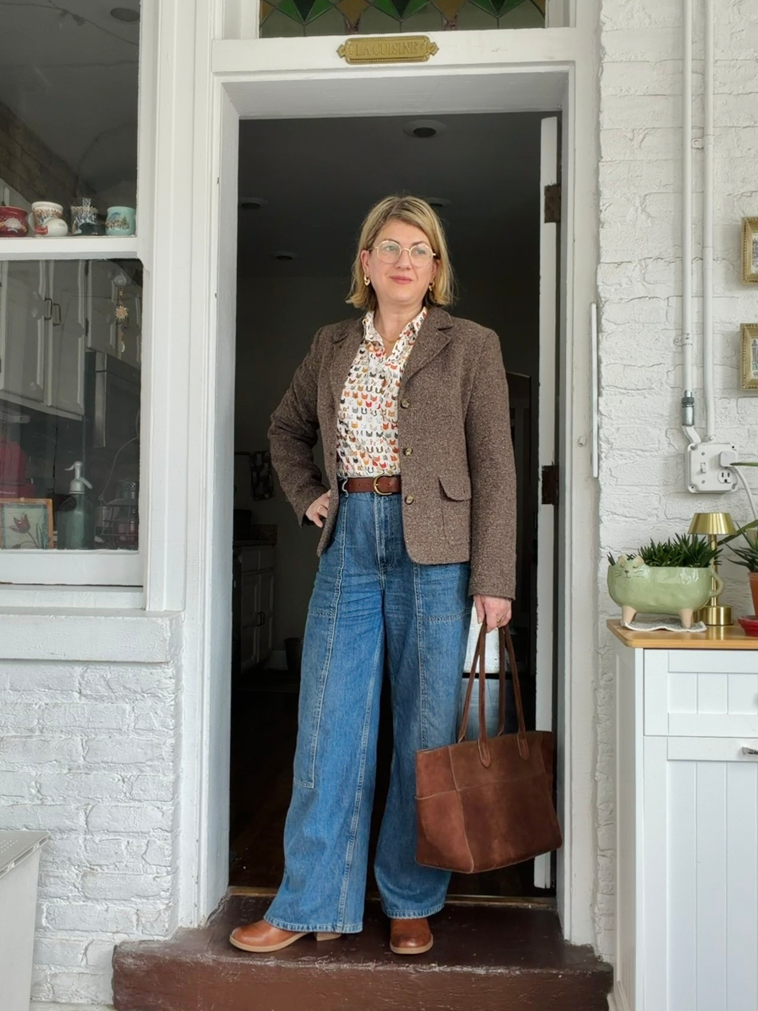 Gonna go work at a coffee shop today because being unemployed means I have no meetings! 🤍 Unlinkables: Blazer is thrifted LL Bean.

#LTKootd #LTKOver40 #LTKMidsize