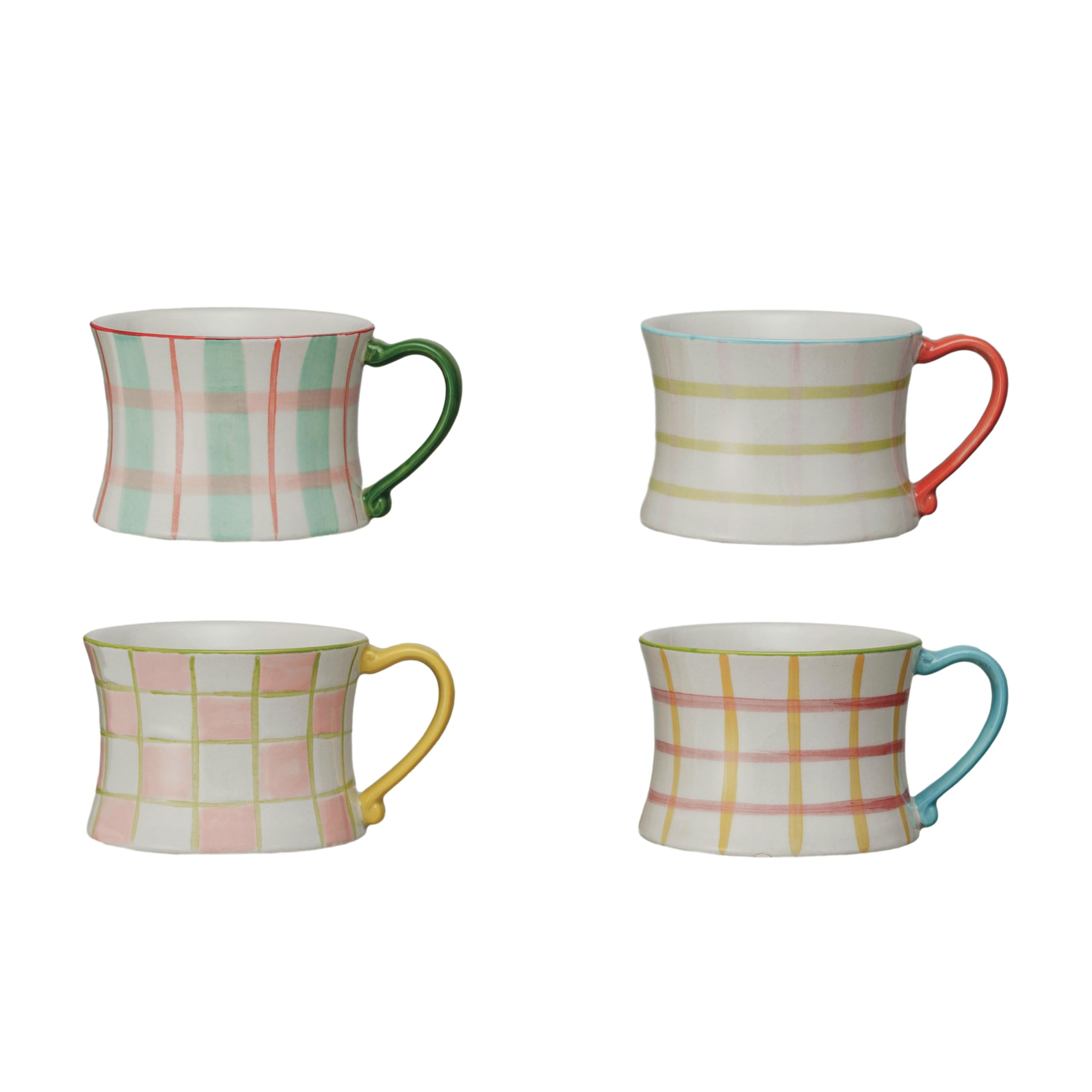 Creative Co-Op Plaid Panache Stoneware Mug Set, Multicolor, Set of 4 | Amazon (US)
