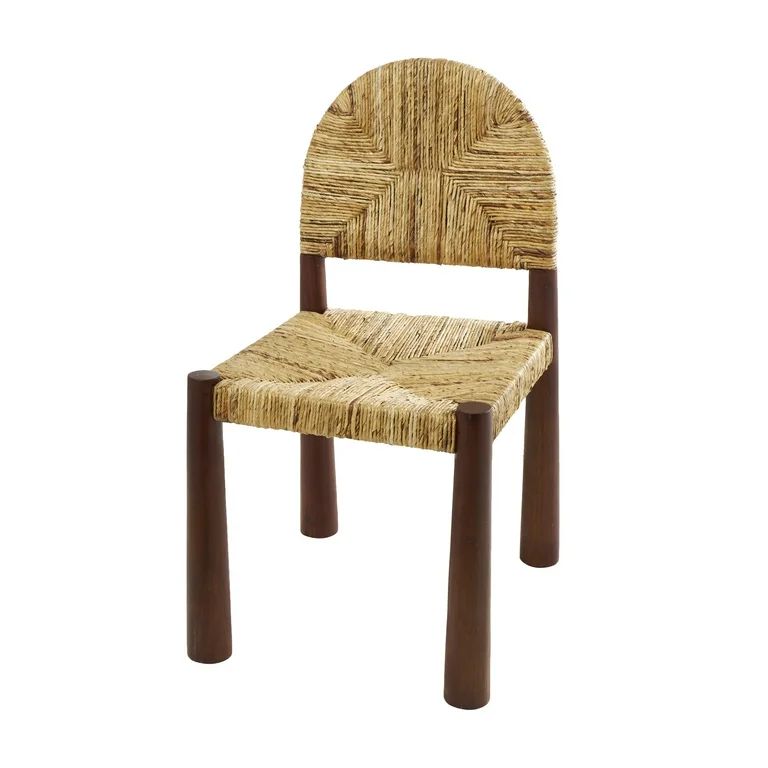 DecMode Wood Handmade Art Deco Lounge Chair with Woven Banana Leaf Seat, Light Brown, Set of 2 | Walmart (US)