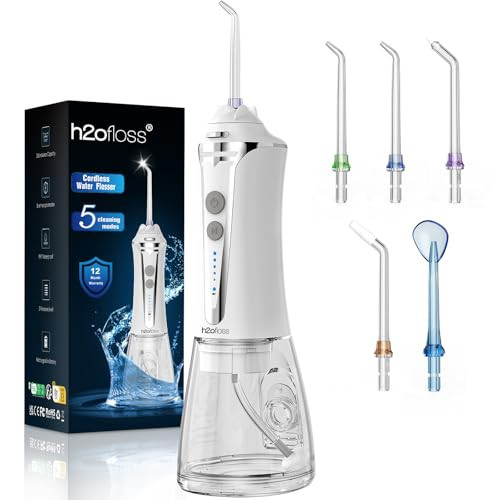 H2ofloss Water Flosser Cordless Professional Dental Oral Irrigator, Portable & Rechargeable Teeth Cleaner Picks 300ML IPX7 Waterproof Waterflosser Flossing Machine for Home Travel | Amazon (US)