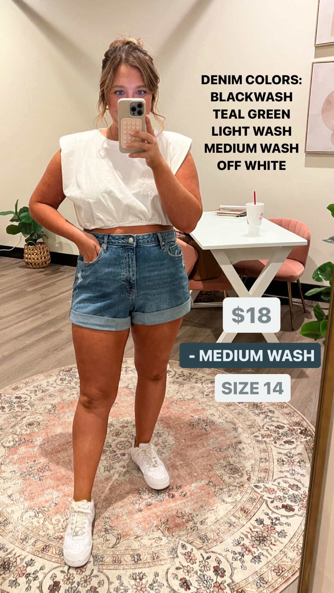 High rise cuffed denim shorts. Only $18! I’m wearing my true size 14. Has a baggy fit. If you want a tighter, fit size down one, otherwise stick true to size. 

#LTKcurves #LTKunder50 #LTKSeasonal