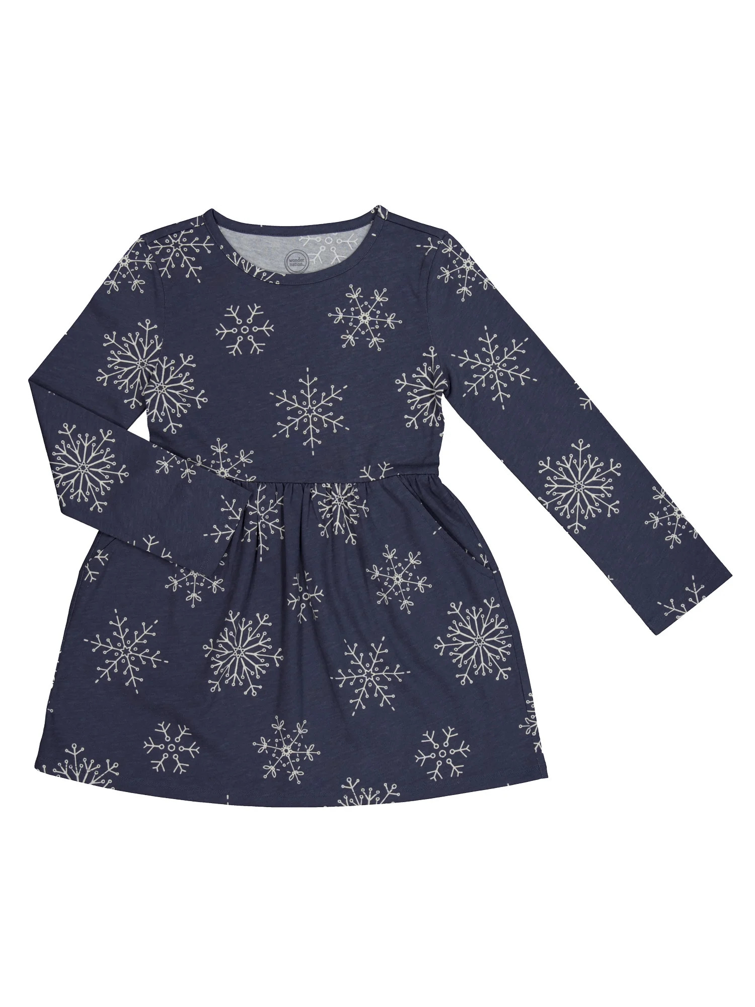 Wonder Nation Girls Long Sleeve Play Dress, Sizes 4-18 & Plus | Walmart (US)