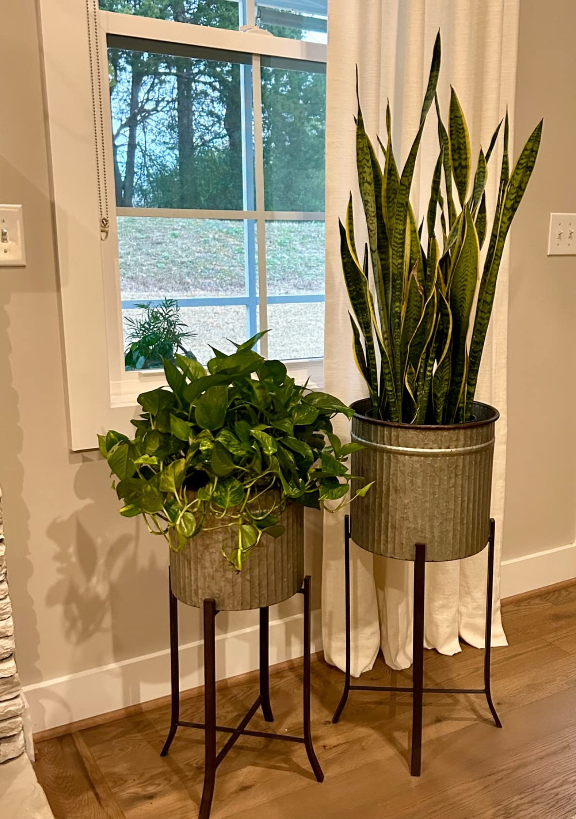 Creative Co-Op Set of 2 Iron Planters on Stands | Amazon (US)