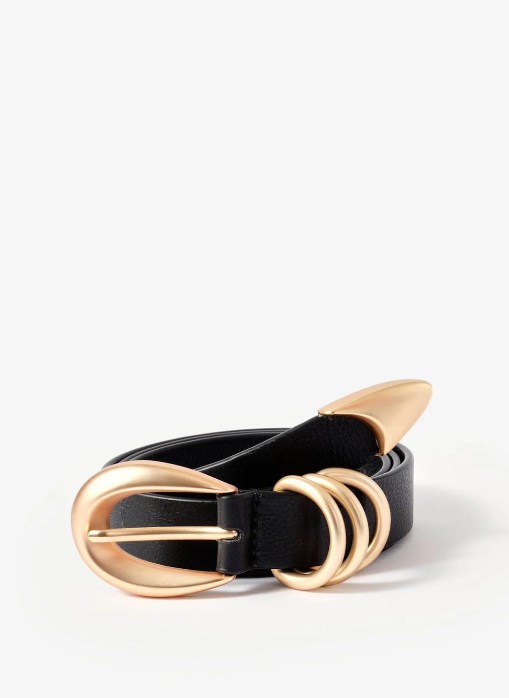 Black Leather Slim Belt | Mint Velvet