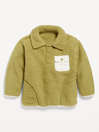 Oversized Sherpa Collared Henley Pullover for Toddler Boys | Old Navy (US)