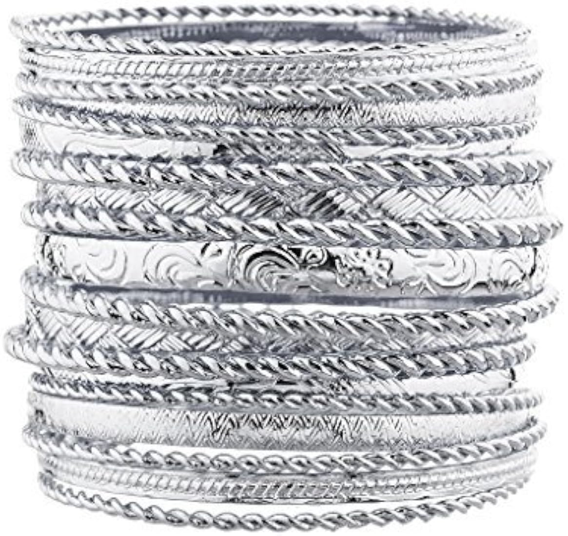 Flower Mixed Metal Aztec Multi Bangle Set | Amazon (US)