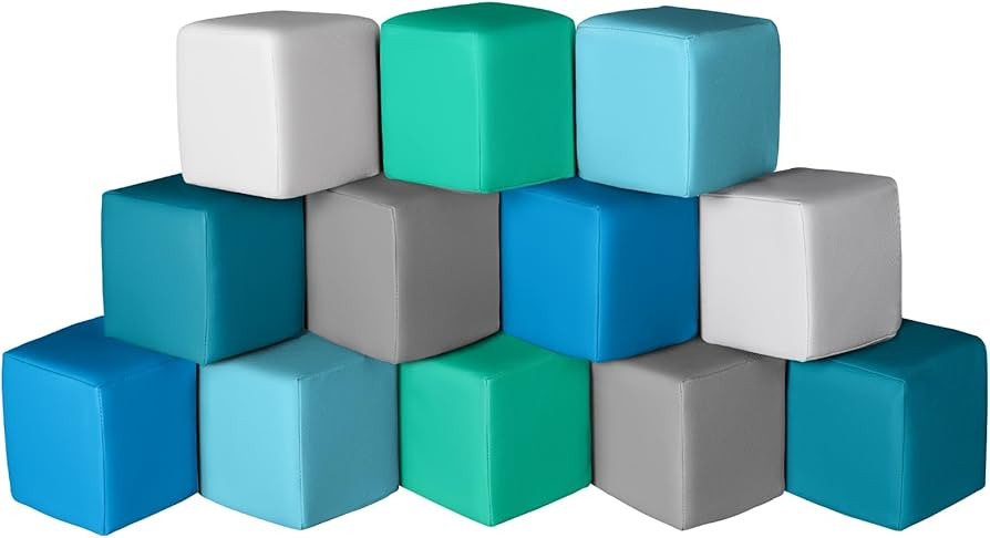 Foam Building Blocks for Kids: 12-Pieces PU Leather Colorful Foam Blocks - Building Toys for Todd... | Amazon (US)