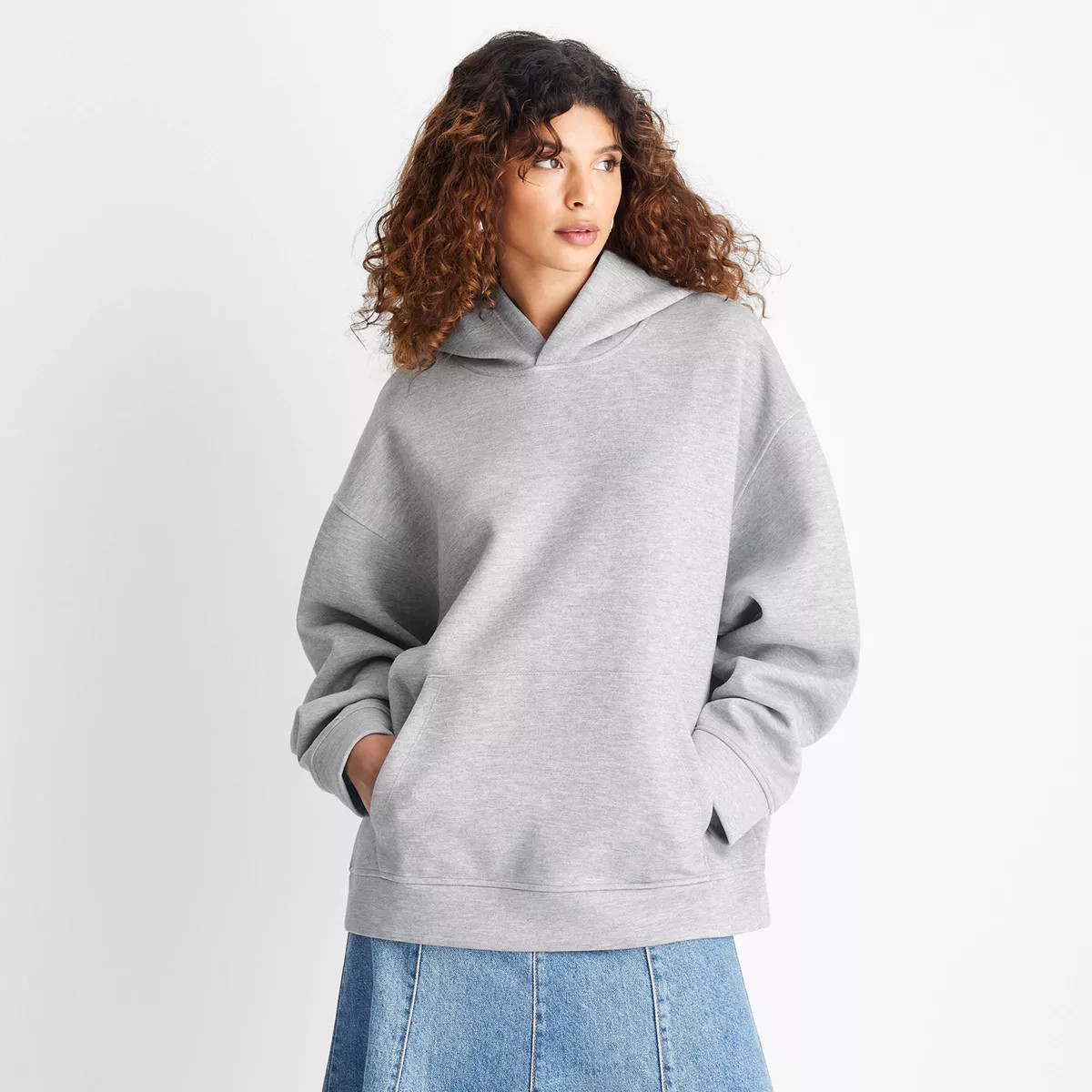 Women's Hooded Neoprene Oversized Sweatshirt - Future Collective Gray | Target