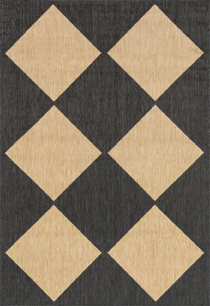 Dark Gray Meyari Indoor/Outdoor Checkered 8' x 10' Area Rug | Rugs USA