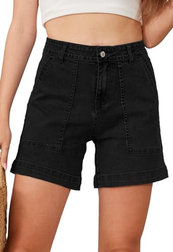 Metietila Women's 2024 Casual High Waisted Denim Shorts with Pockets Black Jean Shorts XX-Large | Amazon (US)