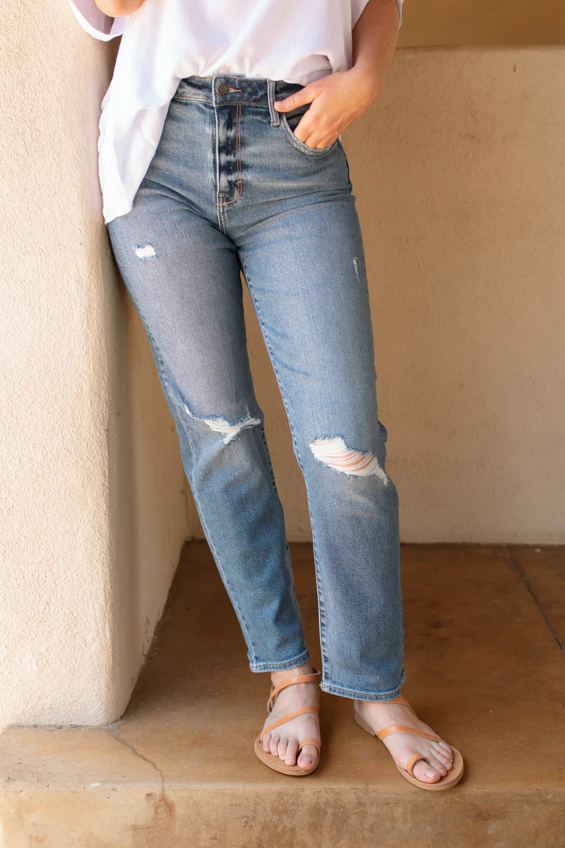 Chrissy Classic Vintage Jeans with Distress | Carly Jean Los Angeles