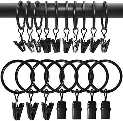 AMZSEVEN 90 PCS Curtain Rings with Clips, Drapery Clips with Rings, Hangers Drapes Rings 1.26 Inch I | Amazon (US)