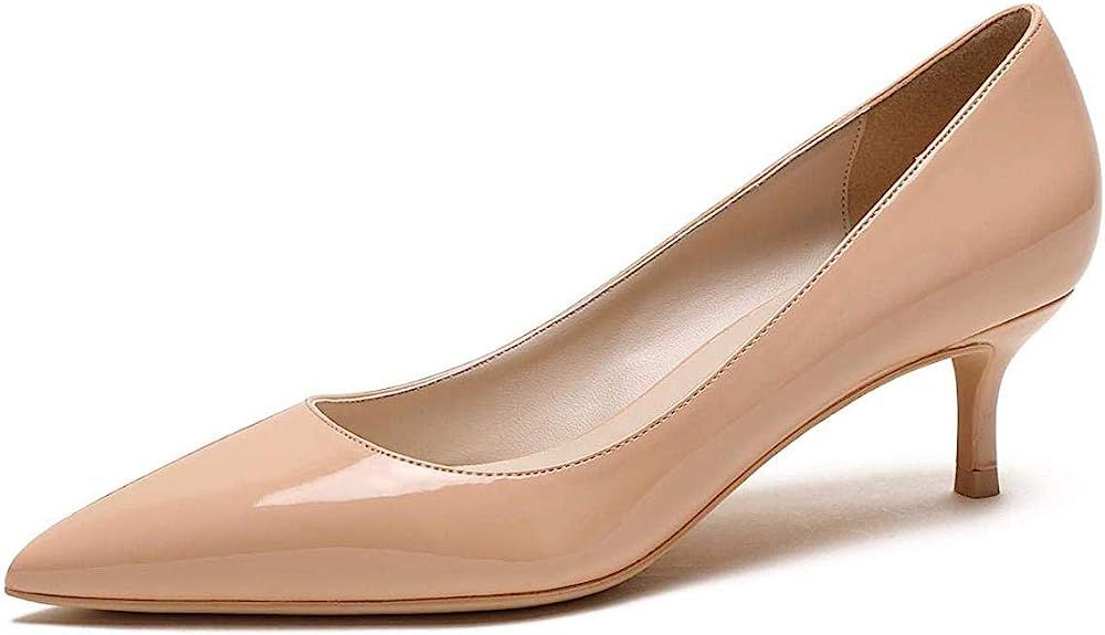YDN Women Low Kitten Heel Pumps Pointed Toe Dress Shoes for Office Lady Soft Suede Size 4-15 US S... | Amazon (US)