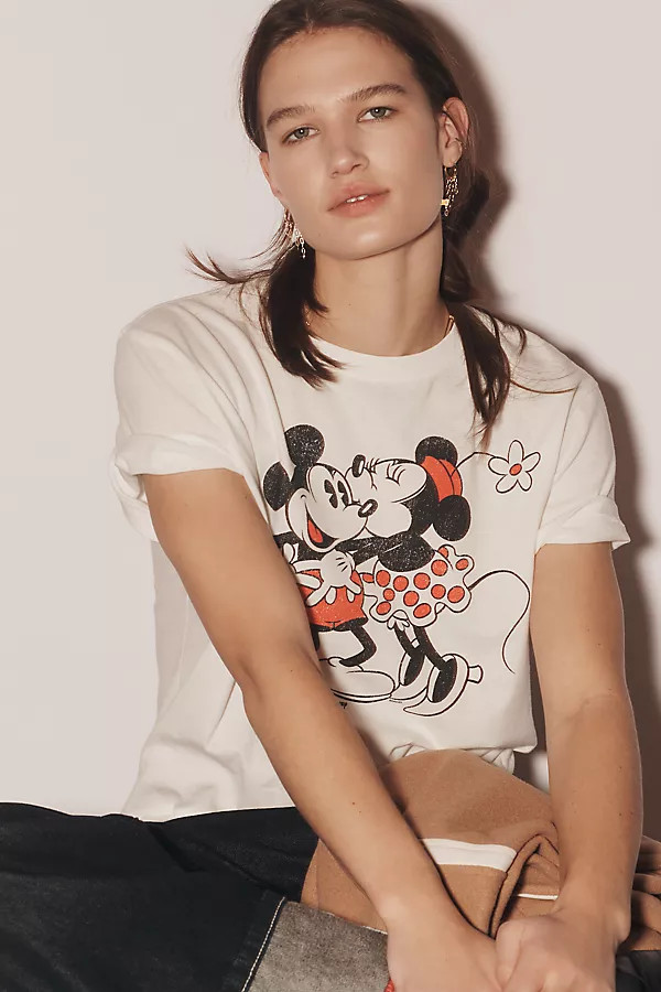 Junk Food x Anthropologie Mickey & Minnie Kiss Graphic Tee | Anthropologie (US)