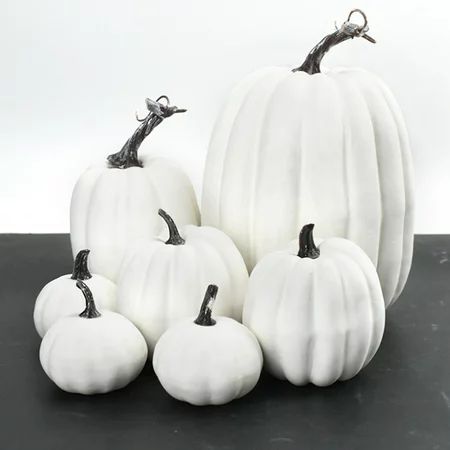 Riapawel Outdoor Large Mini White Pumpkins Decorative Pumpkins Autumn Decoration Autumn Decorations Halloween Pack Of 7 | Walmart (US)