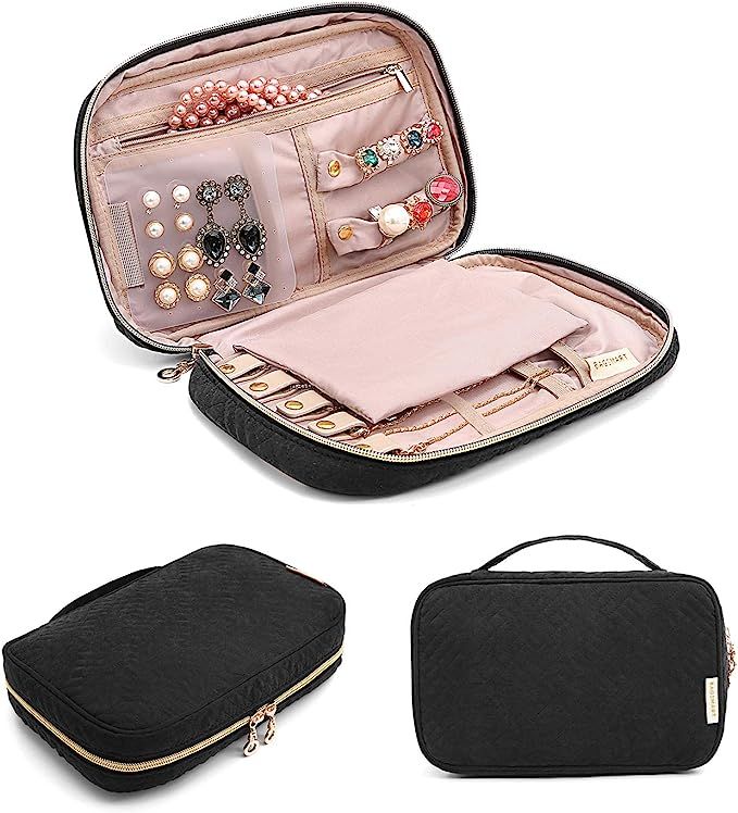 BAGSMART Jewelry Organizer Bag Travel Jewelry Storage Cases for Necklace, Earrings, Rings, Bracel... | Amazon (US)
